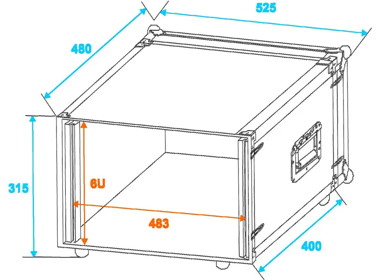 Effect rack CO DD, D:36cm, 6U, svart 